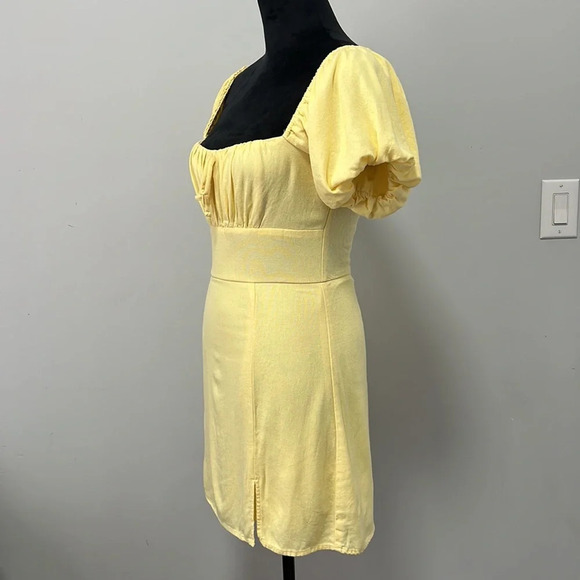 Altar’d State Butter Yellow Short Puff Sleeve Mini Dress size XS - Picture 4 of 8